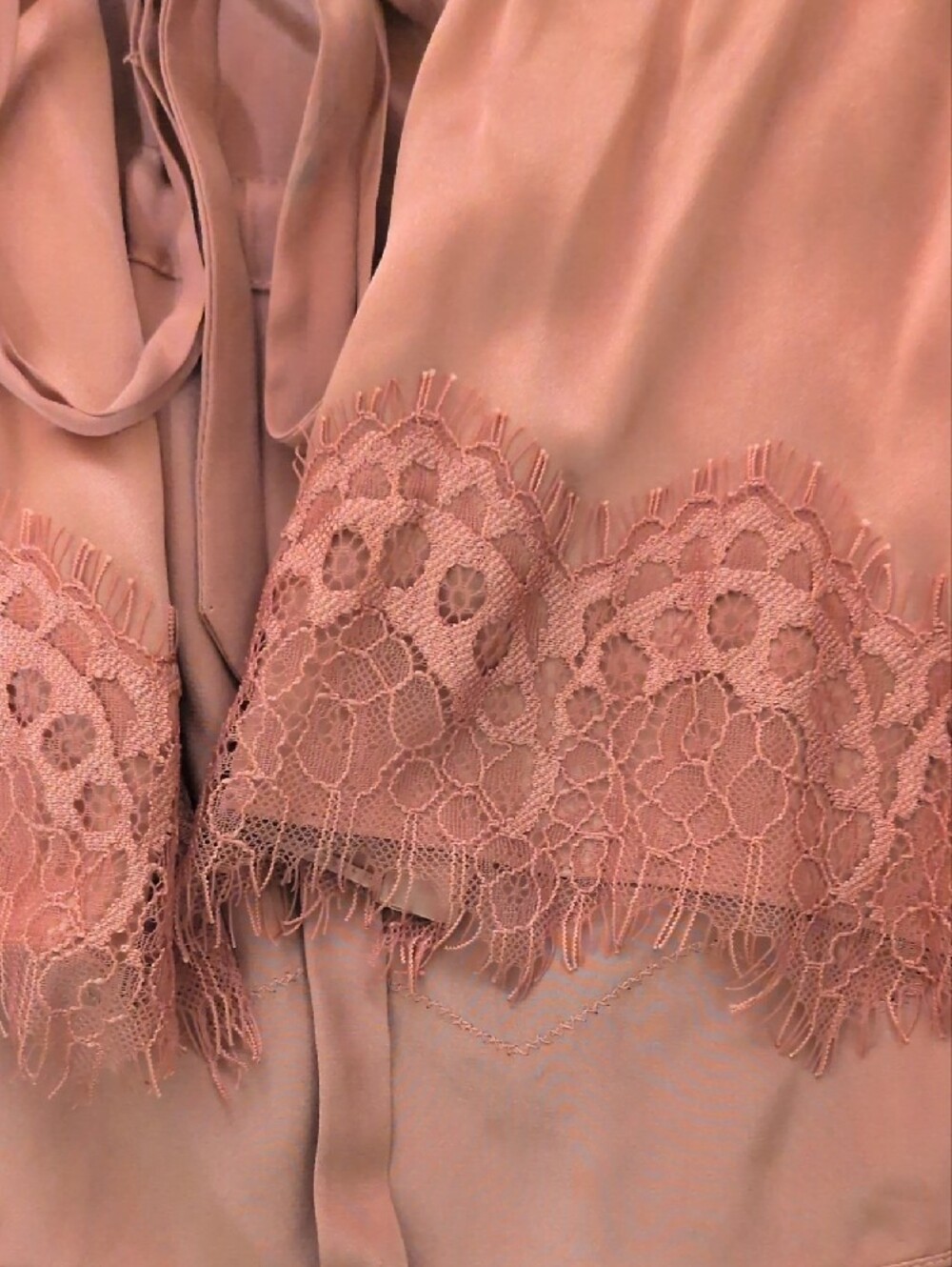 Rag & Bone Silk Lace Tie-Waist Blouse — Rosewood - Dusty Rose Red XS